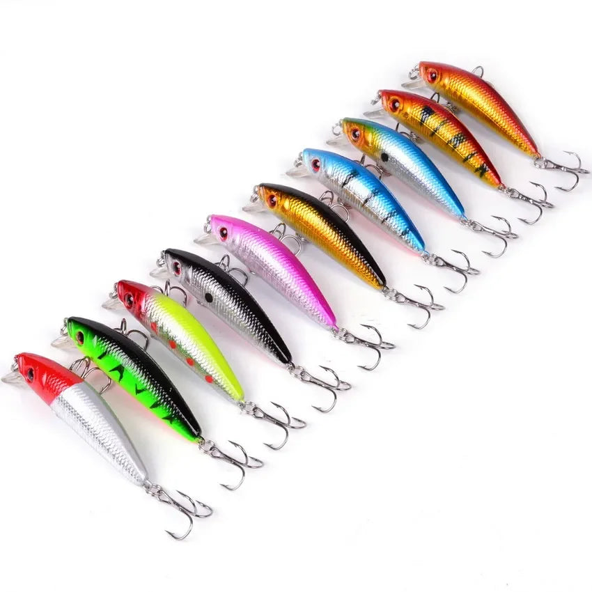 Aorace Minnow Isca De Pesca 70mm 8g 3D Olhos Crankbait wobbler Plástico Artificial Isca Dura Equipamento De Pesca