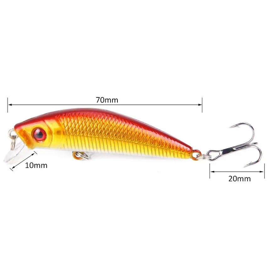 Aorace Minnow Isca De Pesca 70mm 8g 3D Olhos Crankbait wobbler Plástico Artificial Isca Dura Equipamento De Pesca