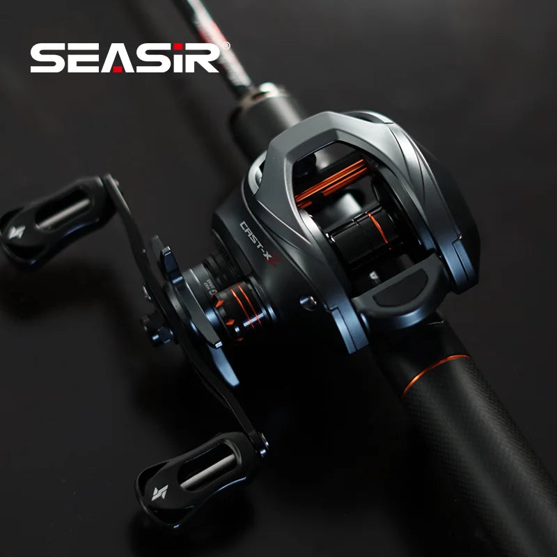 SEASIR Cast-X2 Carretel de arremesso 7.3:1 Relação de engrenagem de alta velocidade Arraste 8.5KG Alumínio Carbono Grip Metal Handle BFS Micro Carretilhas de pesca