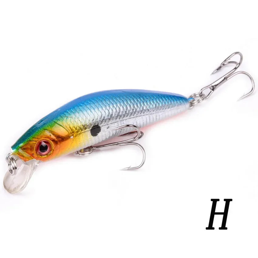 Aorace Minnow Isca De Pesca 70mm 8g 3D Olhos Crankbait wobbler Plástico Artificial Isca Dura Equipamento De Pesca