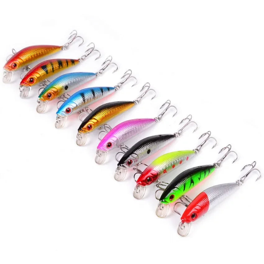 Aorace Minnow Isca De Pesca 70mm 8g 3D Olhos Crankbait wobbler Plástico Artificial Isca Dura Equipamento De Pesca